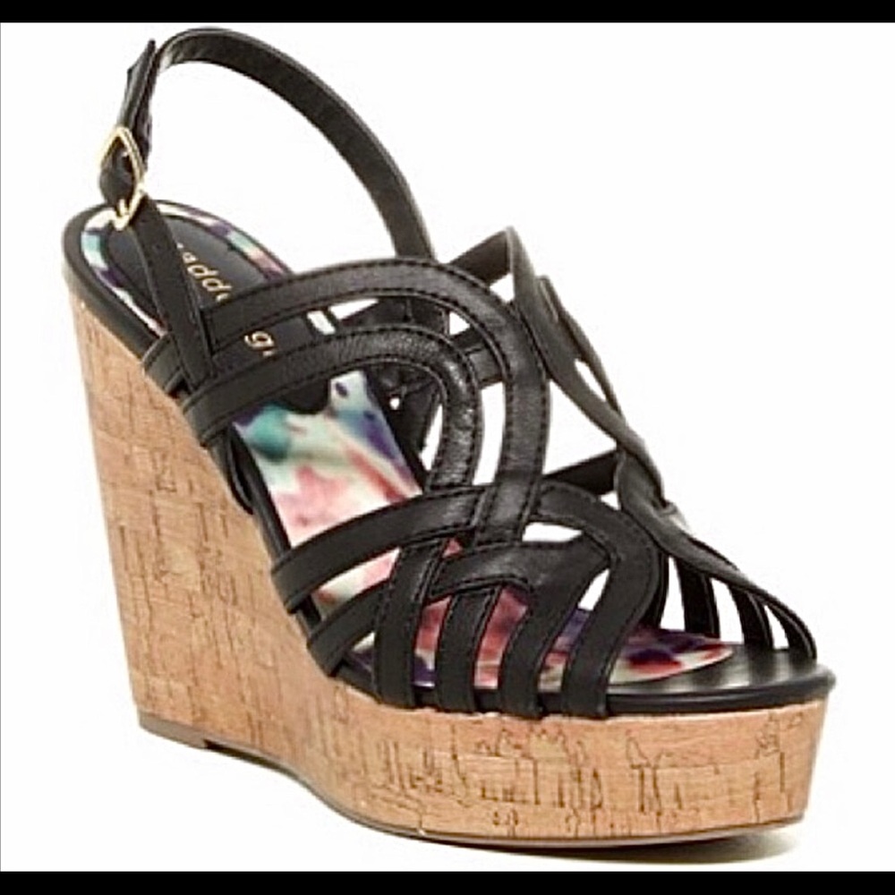 Madden Girl Black Wedge Sandals - Size 8 M